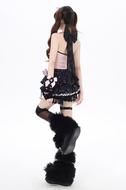 キャミソール ホルターネック バックレス ビートネック リボンデザイン ハート