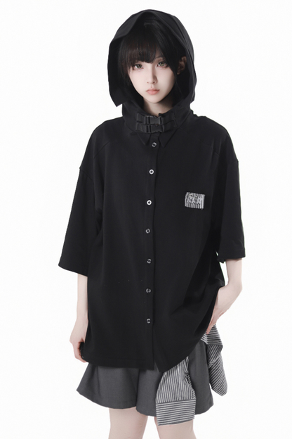 hooded pants top jacket Mode half vest sleeveless +