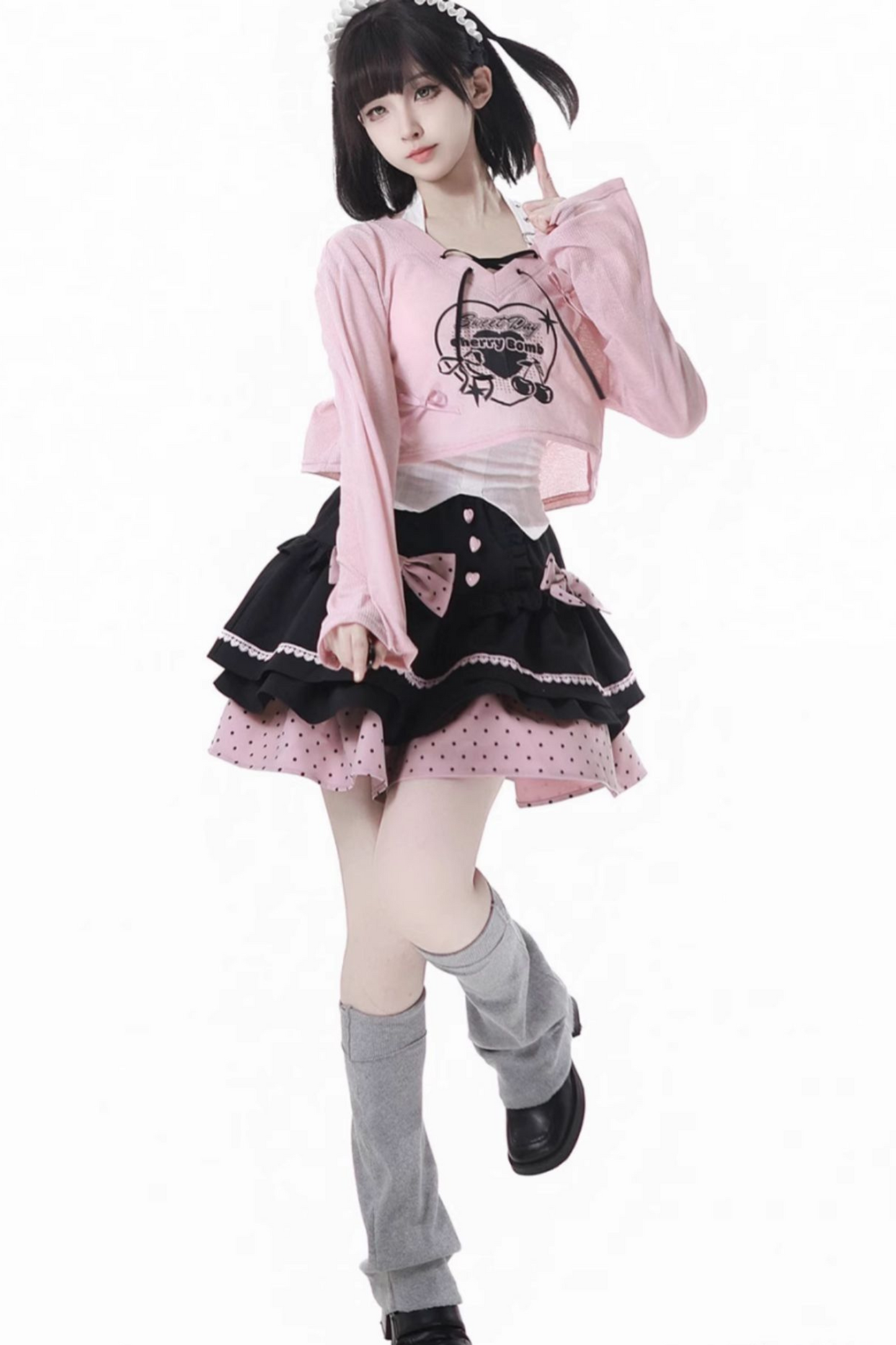 Neckholder-Rock mit Berry Cake-Band, French + Camisole-Top