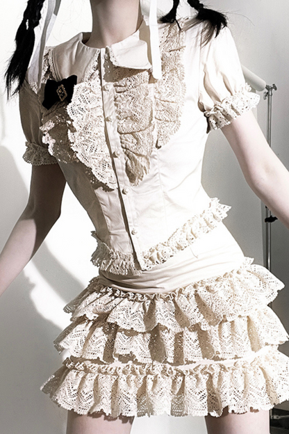 フリルシャツケーキスカートレース+