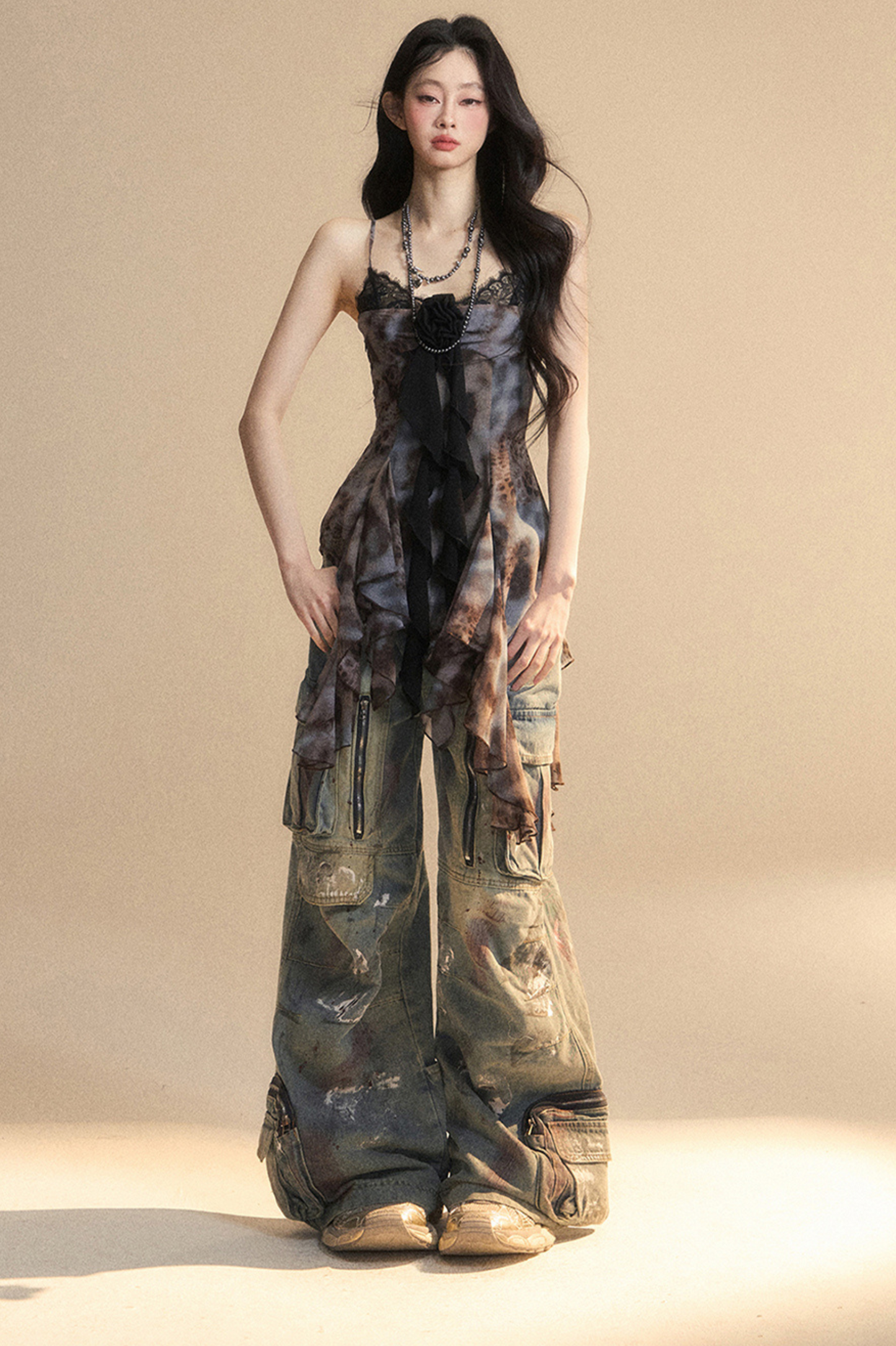 レーストップキャミソール シアー