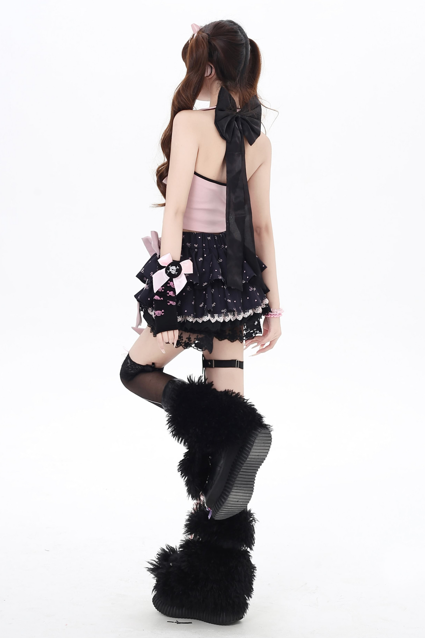 ネックハートデザインリボンビートバックレスキャミソールホルター