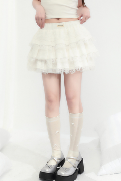 Rock Flare Weiß Süße Spitze