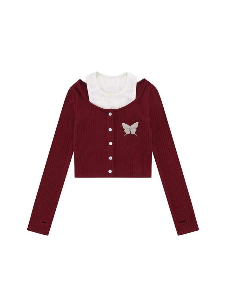 Cropped Two-piece Knit Top