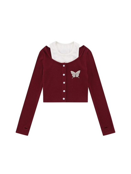 Cropped Two-piece Knit Top