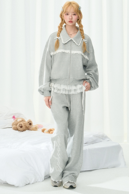 Sweatshirt Lässig Girly Lace Setup