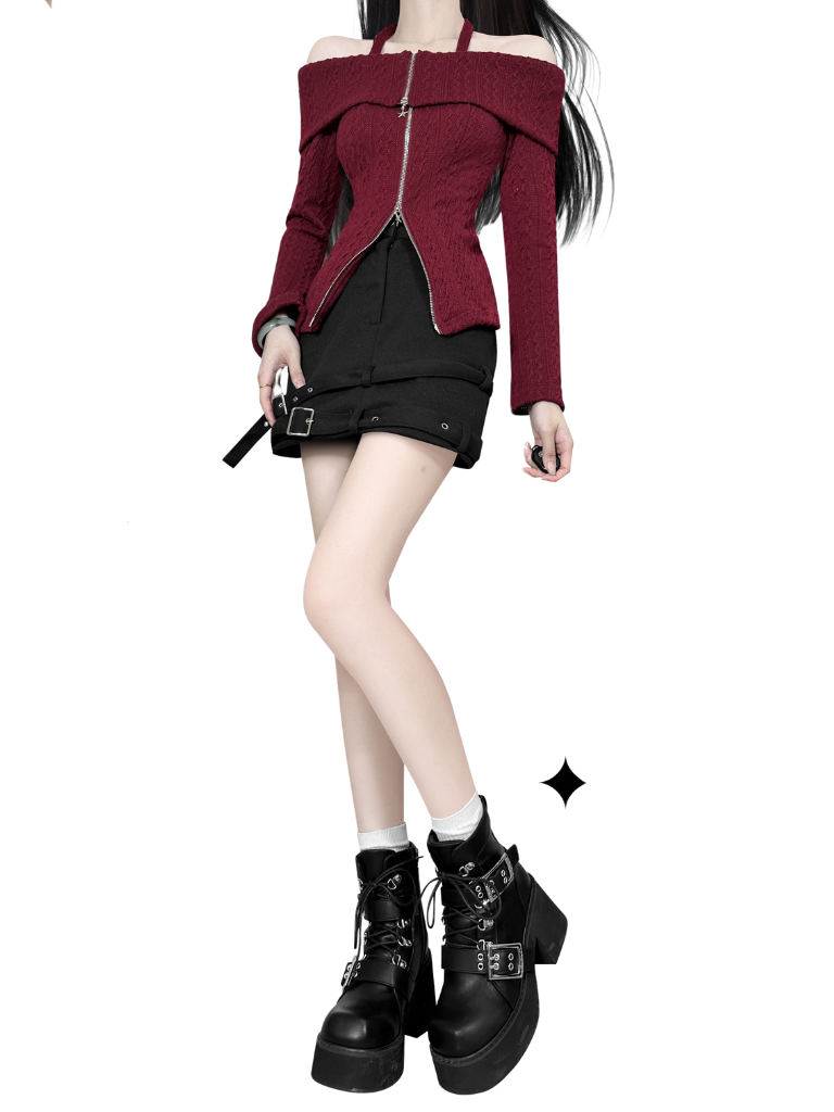 Short Punk Matte Plat Square Subculture Toe y2k Black Boots