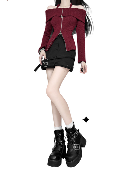 Short Punk Matte Plat Square Subculture Toe y2k Black Boots