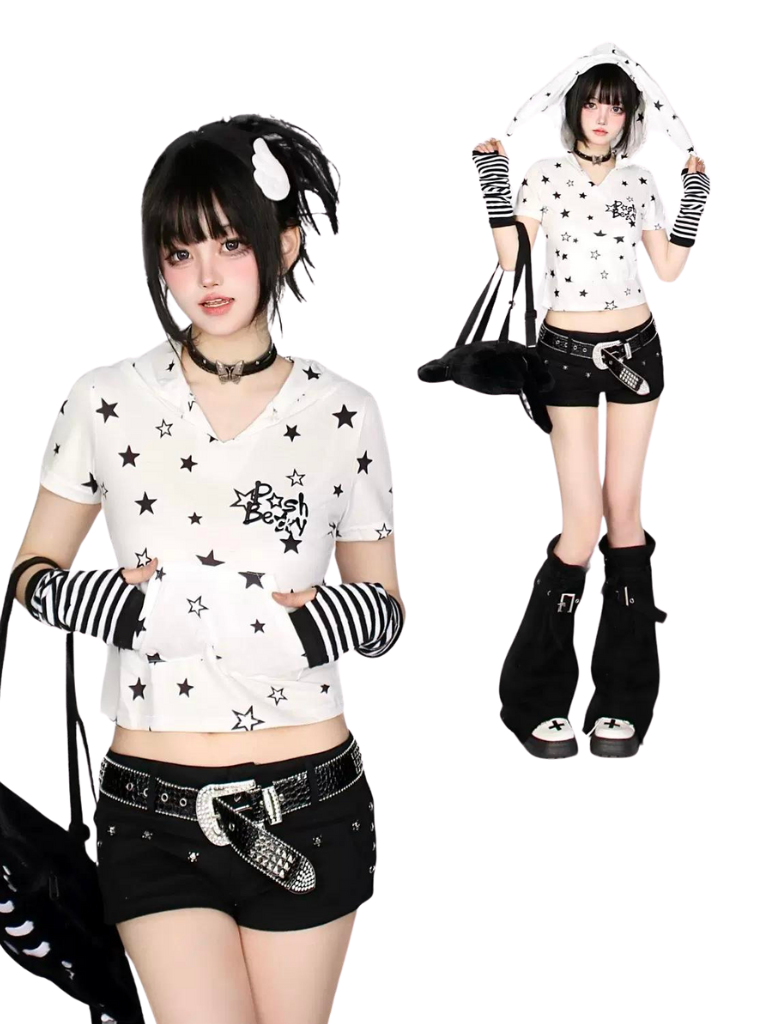 Rabbit and T-shirt Foodie with Star Ears Cropped