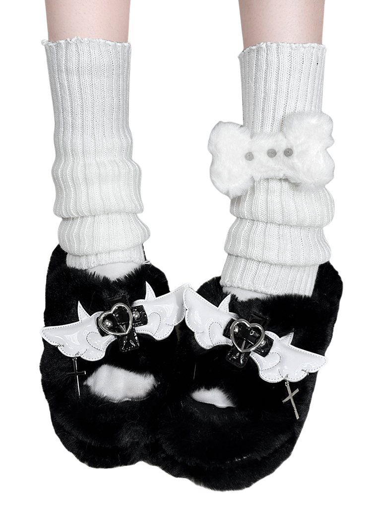 Plateau-Hausschuhe aus Fell DeVille Shoes Angel