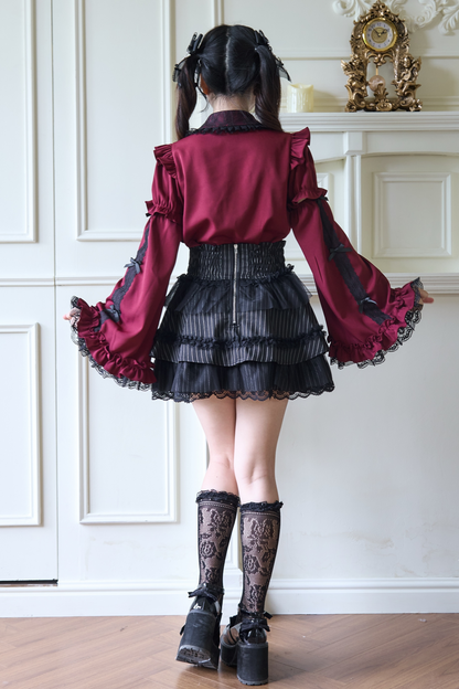 Sleeve Wide Blouse Gothic Lace