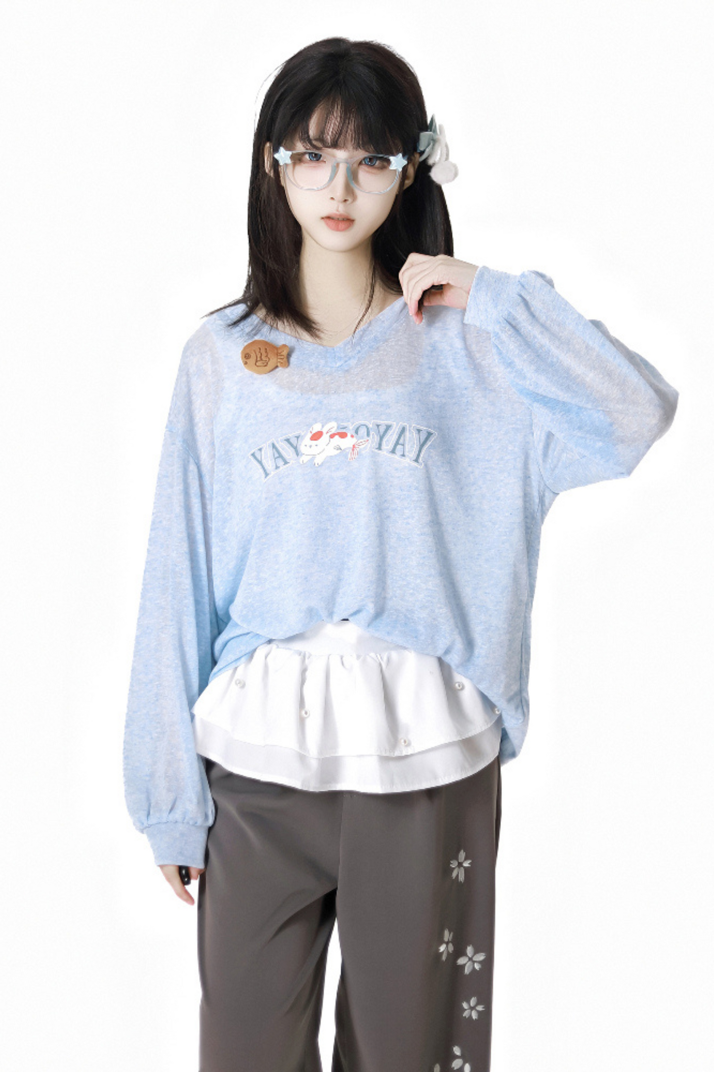 ワイドパンツ ゆったりとした軽いトップス +