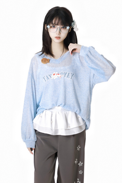 ワイドパンツ ゆったりとした軽いトップス +