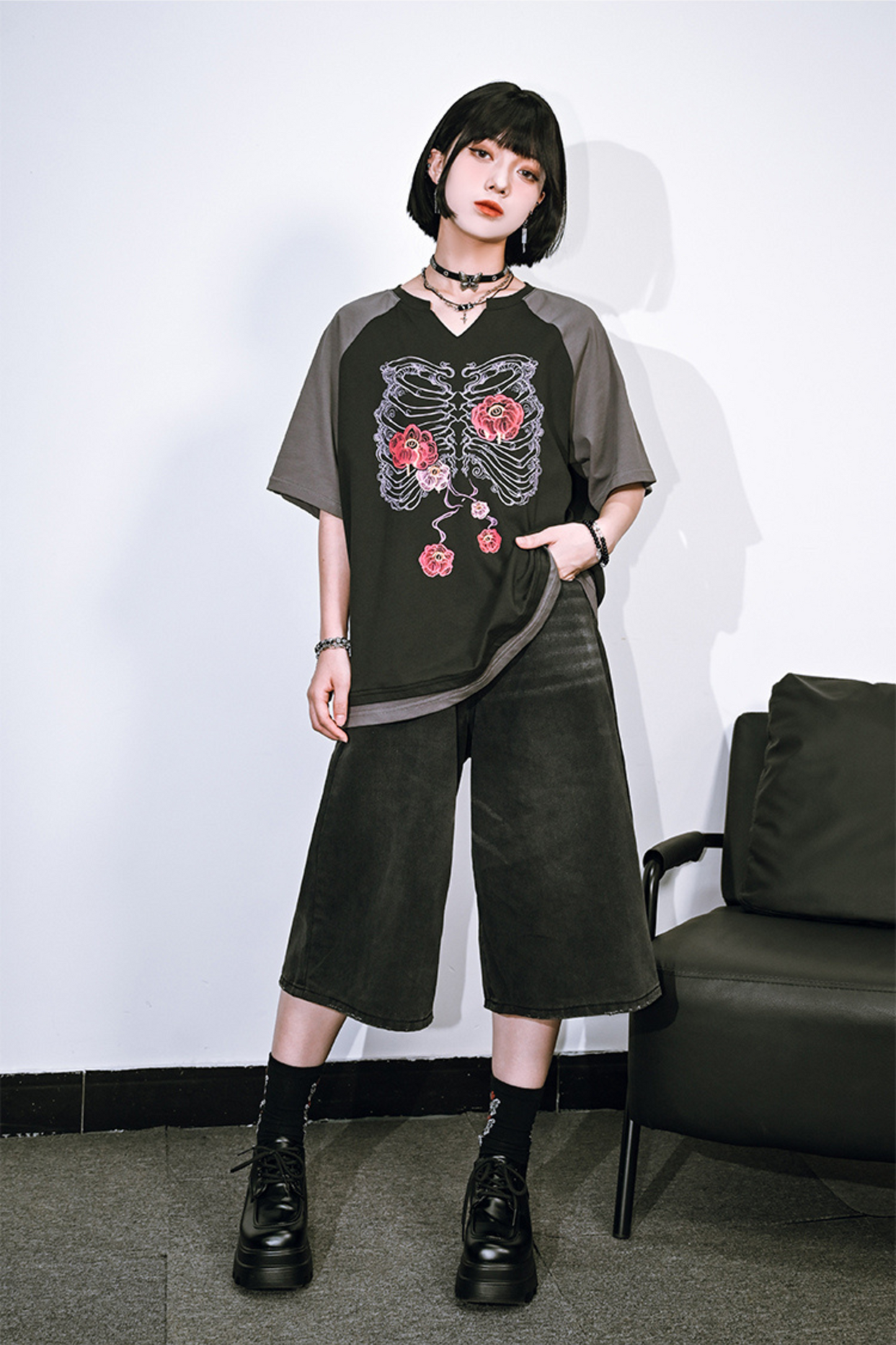 パンツ ハーフアッシュ ブラックデニム