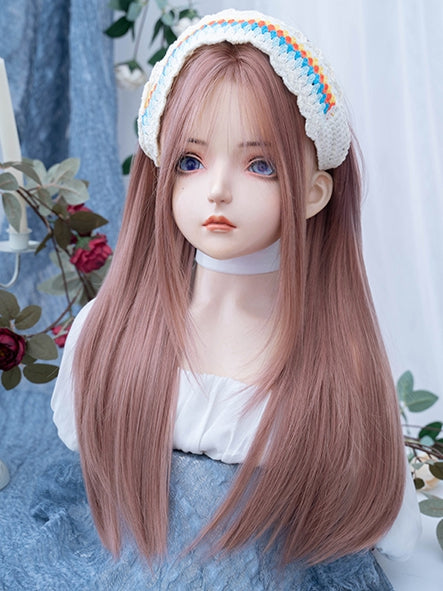Länge 63CM Rosa Glatte Perücke