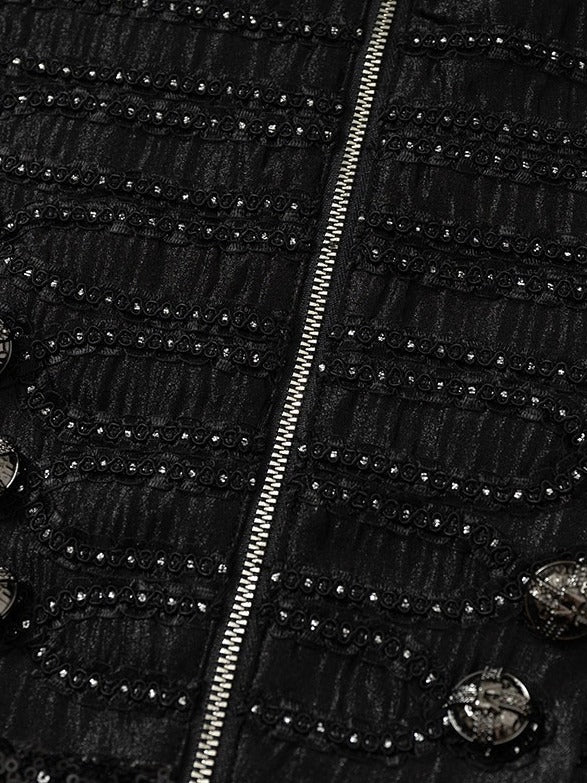 Black Double-Breasted Cami Dress with Sequin Details - NO ROMANCE