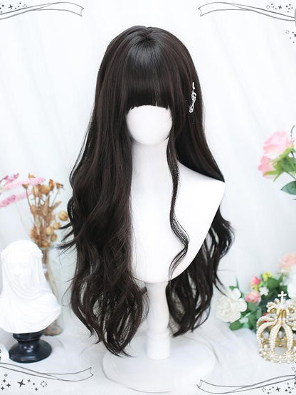 Light With Wavy Bangs Long Wigs Brown/Black
