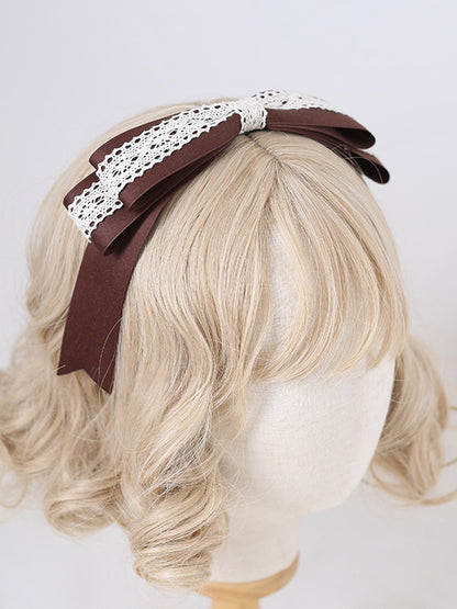 - Beige Cute Bowknot Brown Lace KC Lolita layer Multi and