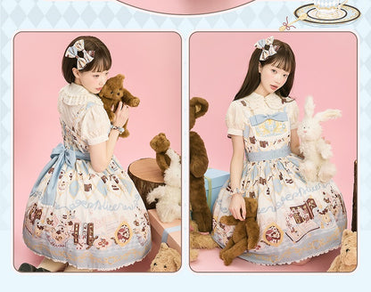 Alice in Wonderland Bunny Print Sweet High Waist Lolita Dress