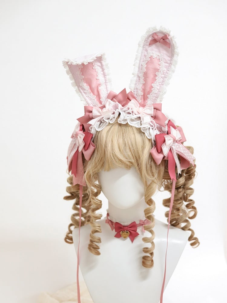 Pastel Removable Hairband Bunny Ear Pink Bundle Collection + 2-Piece Set