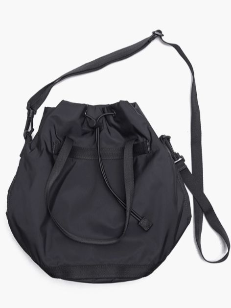 Chic Black Drawstring Bucket Bag With Capacity Large