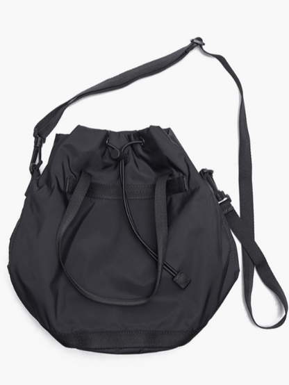 Chic Black Drawstring Bucket Bag With Capacity Large