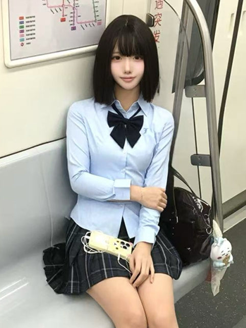 Blue Preppy Shirt Style Uniform JK