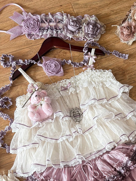 Lila Kaffee/Blumen Selbstbinden Choker