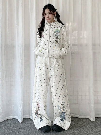 Veste Polka à Imprimé Fille Point Noir Dessin Animé Blanc