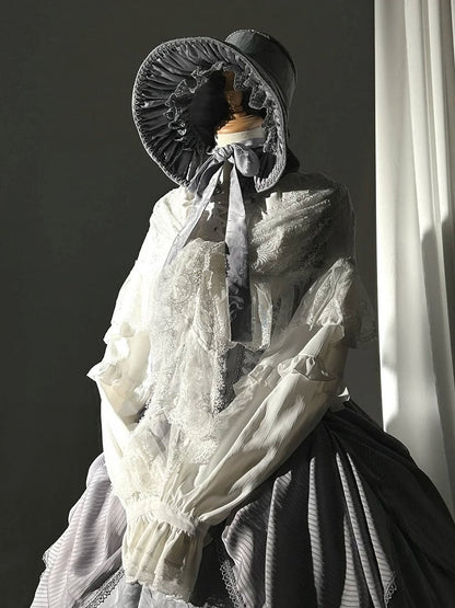 with Ruffled White Shawl Lace Lolita Edges