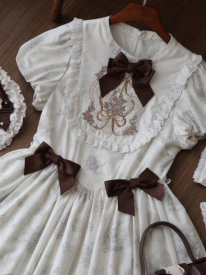 Lolita Green Set Bow Blue/Brown/Olive Brooch