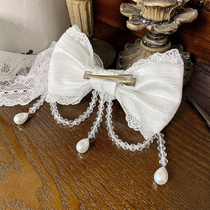 ホワイト/ピンク/ブルー/グリーンの蝶結びヘアクリップ