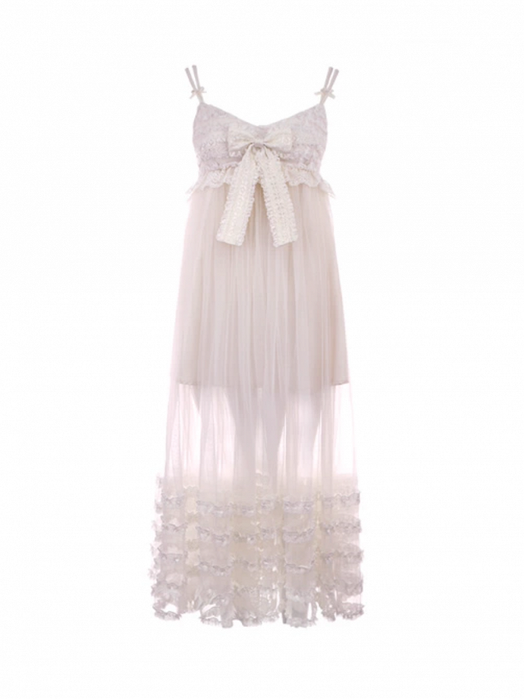 Spitzen-Unterkleid in Schleifenlänge, Knöchellänge, gestuft mit weißen Rüschen