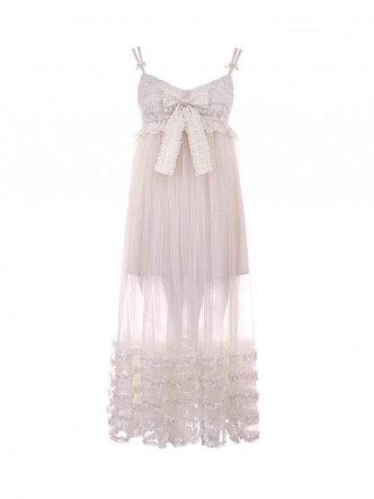 Spitzen-Unterkleid in Schleifenlänge, Knöchellänge, gestuft mit weißen Rüschen