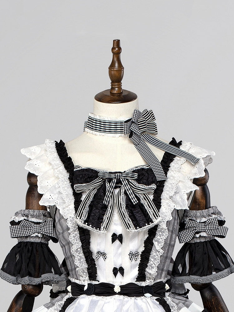 Muster Choker Plaid Bowknot und Streifen