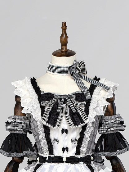 Muster Choker Plaid Bowknot und Streifen