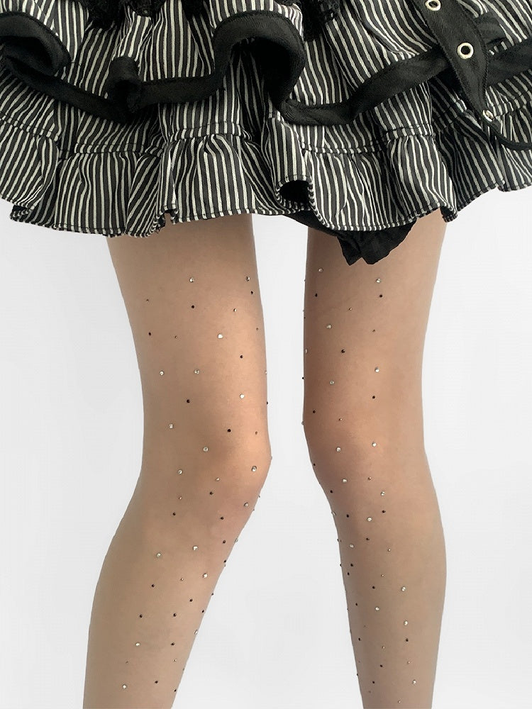 White Rhinestone Tights WhiteBlack/All Decorated