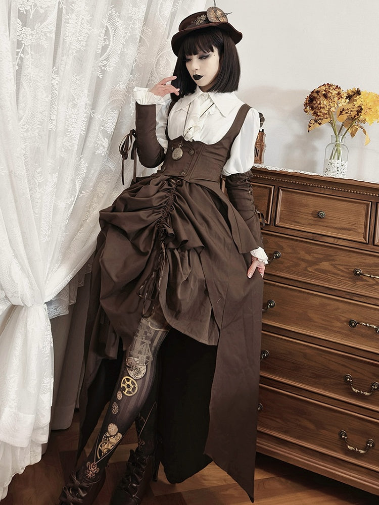 Brown Steampunk Lolita Under Bust Gothic Waistcoat