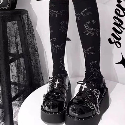 Holy Knight Lolita Punk Y2K Platform Mary Jane Shoes – Round Toe Thick Sole Leather | LilyVow