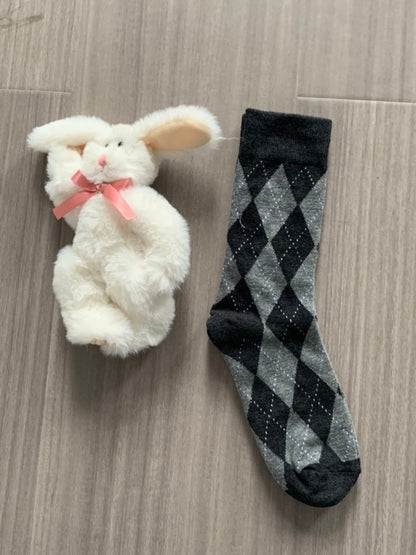 Pattern 4 Retro Diamond Socks Colors Cotton