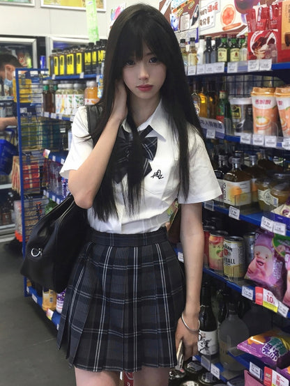 Preppy White Shirt Style Letter Embroidery Uniform JK