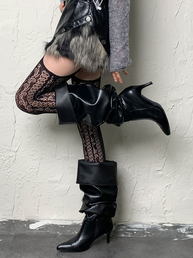 ダークゴシックブラックパンクサスペンダータイツ