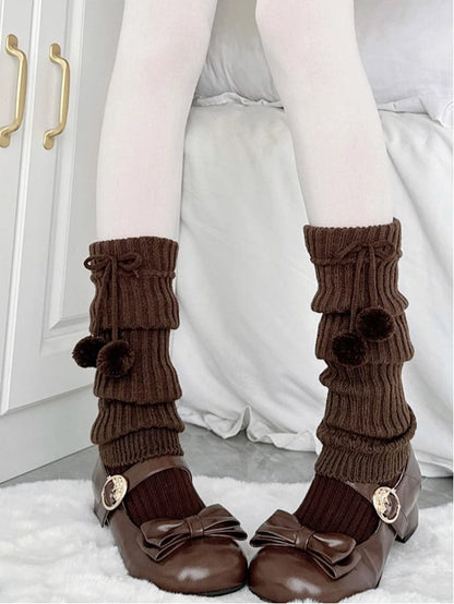 Accents Pom-Pom (Cozy with Coffee Leg Ribbed Tie Style) Warmers Sweet