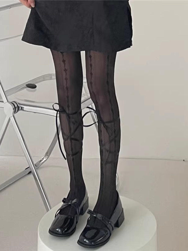 Style Pantyhose Lolita Cross-Tie Colors: (2 Black