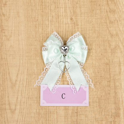 Jirai with Green 4 Options Rhinestones Kei Bow Hairclip Shimmering Mint