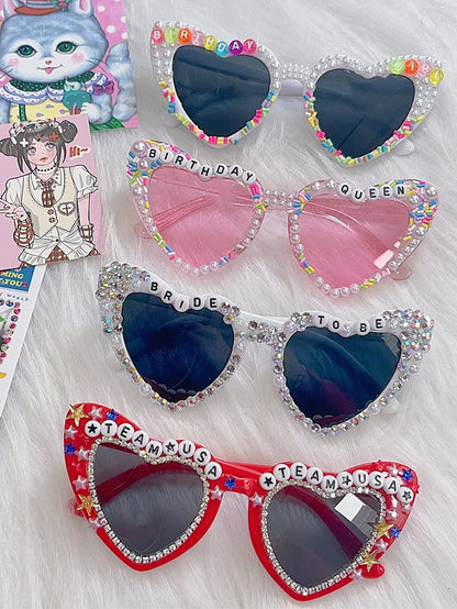 Beaded Letter Sunglasses Design Decorated Options 4