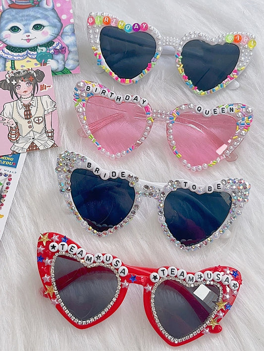 Beaded Letter Sunglasses Design Decorated Options 4