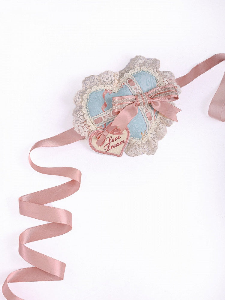 Pink & Blue Heart Lolita Hairband with Lace Accents - Alice Girl