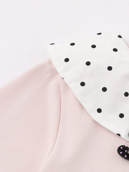 Pink Polka Dot Music Note Tie-Neck Top - Languid Park