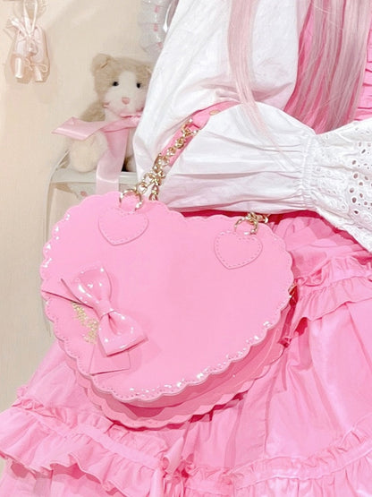 Barbie Design Leather Heart-shaped - Bag Pink 2-Way PU Lolita in Sweet